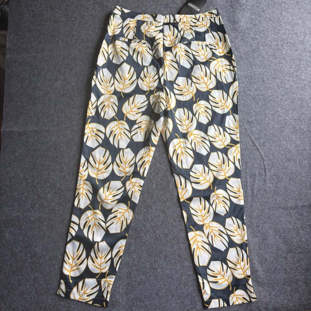 NWT Missguided Monstera Leaf Print Tapered Trousers Size 14